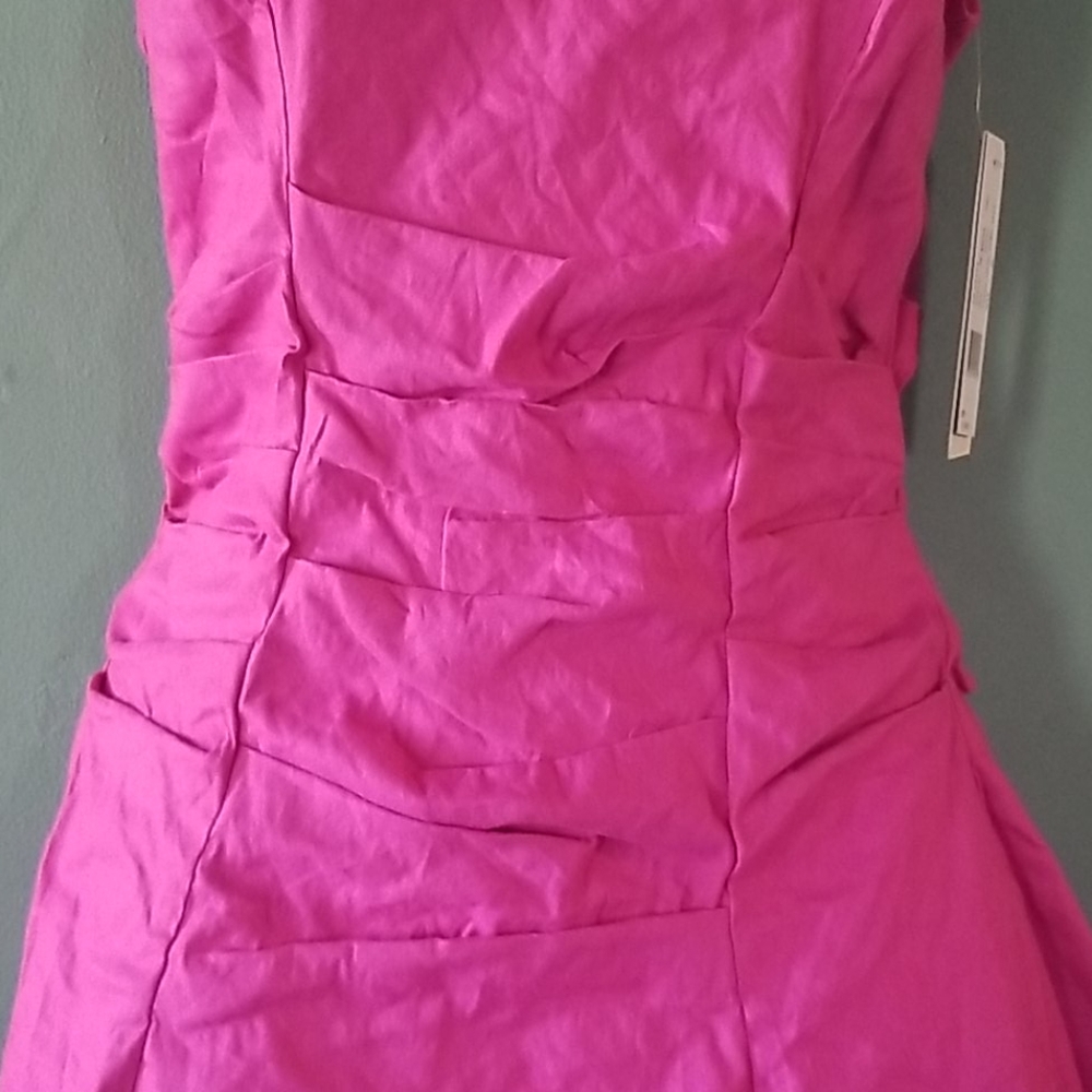 Nicole Miller Fit & Flare Hot Pink Skater Dress 10 - Picture 2 of 5